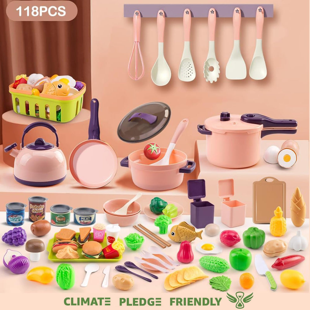 Bruvoalon pink kitchen utensils set ideal for pretend cooking and snack prep