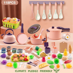 Bruvoalon pink kitchen utensils set ideal for pretend cooking and snack prep