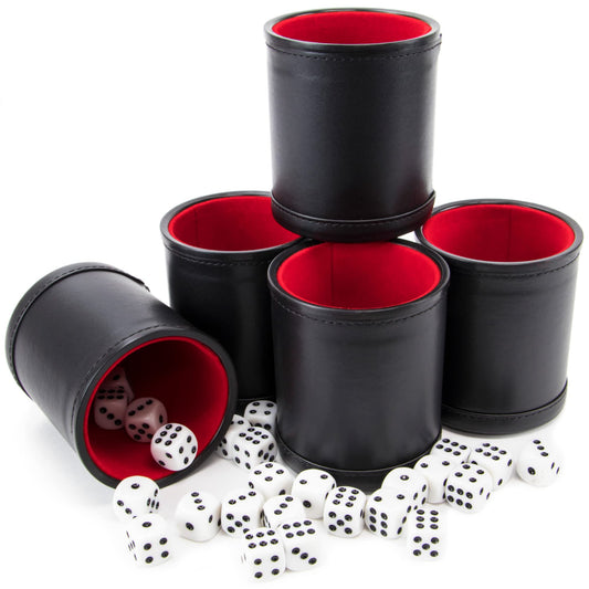 Brybelly dice set with shaker cup on table for family game nights.