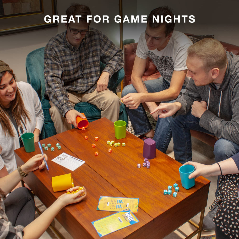Brybelly Farkle with Friends six colorful dice for quick rounds.