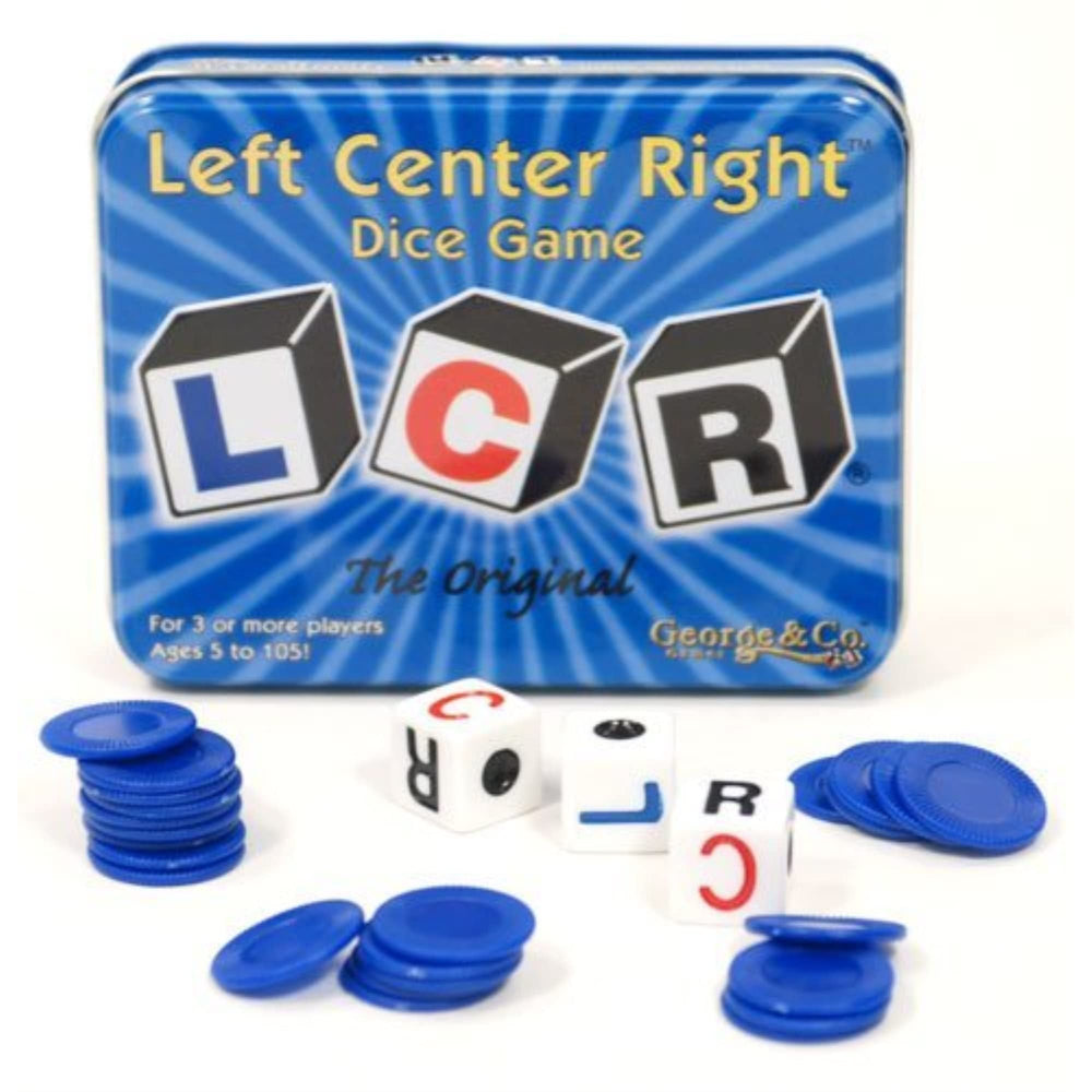 Brybelly Original LCR Left Center Right dice game components for fast, social play.
