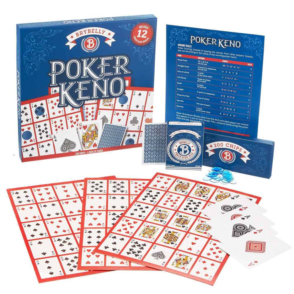 Brybelly Poker Keno Game Set with cards and chips for family game night