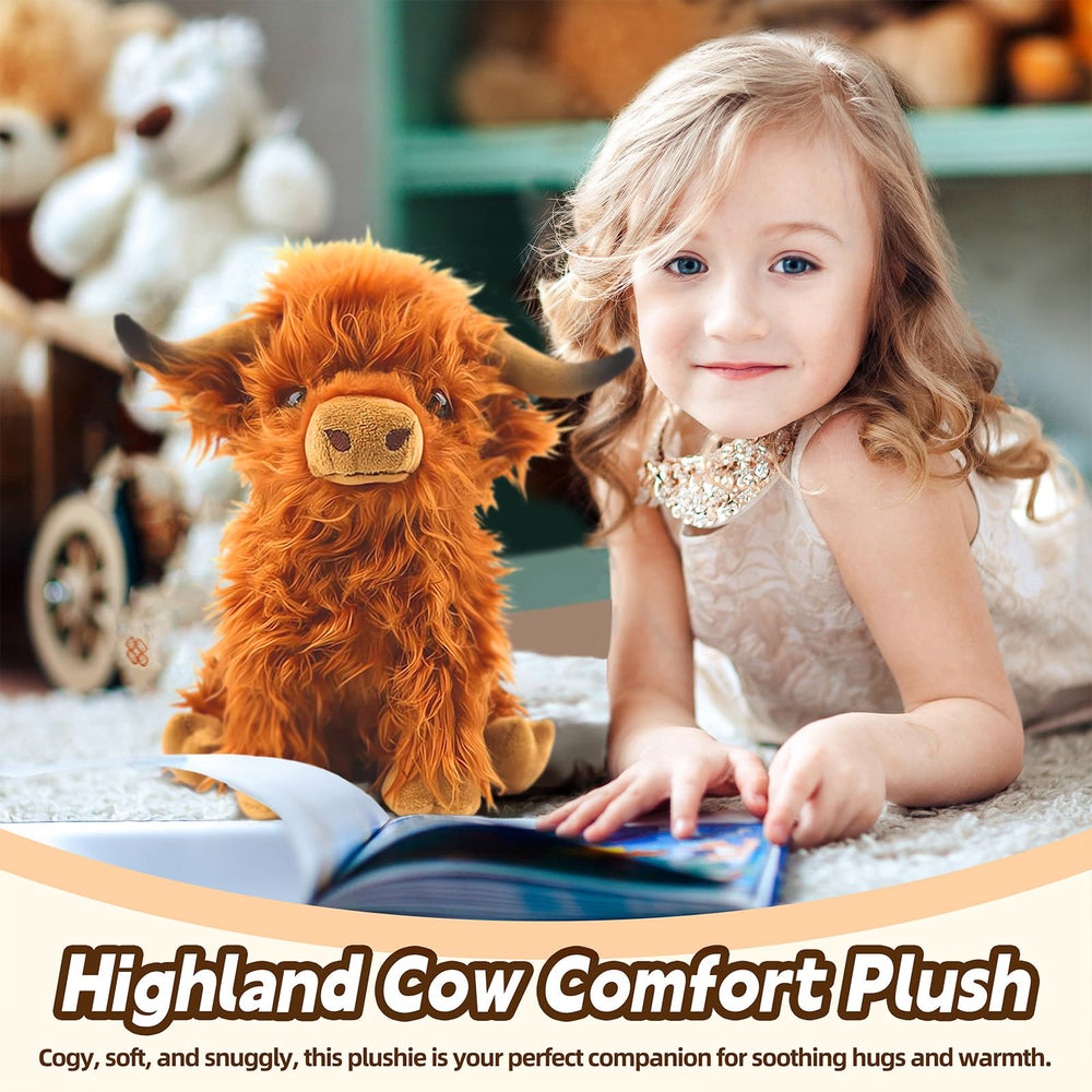Bsanker Highland Cow Plush in kids bedroom as a comforting companion
