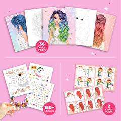 BSCOOL fashion design sketchbook pages encourage planning outfits with precise coloring.