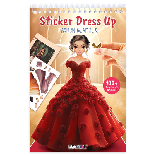 BSCOOL Sticker Dress Up Book cover with vibrant fashion scenes for imaginative play.