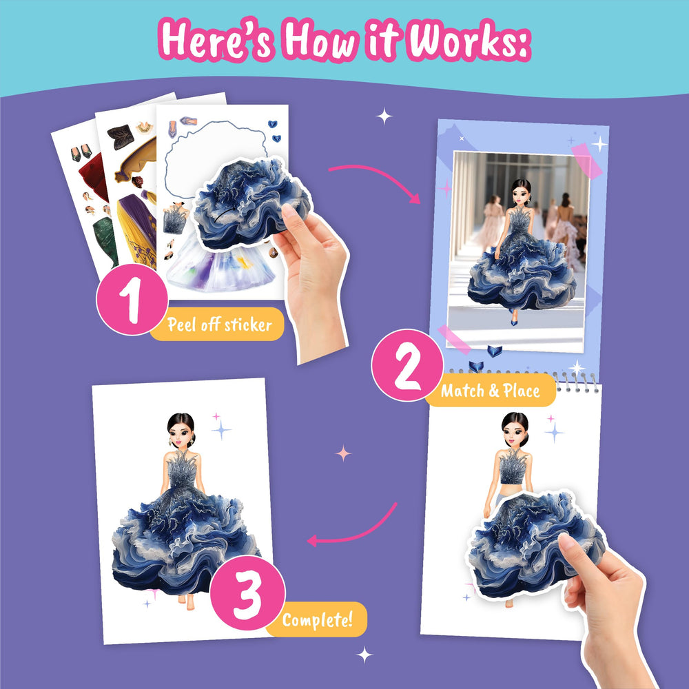 BSCOOL Sticker Dress Up Book compact format fits bags for on-the-go fashion fun.