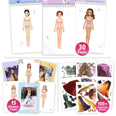 BSCOOL Sticker Dress Up Book fashion guides inspire budding designers to mix textures and colors.