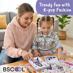 BSCOOL sticker dress-up k-pop character fosters fine motor skills.