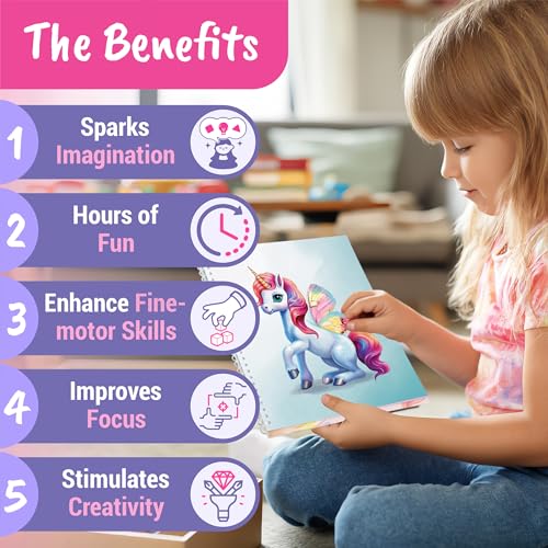 BSCOOL Sticker Dress Up Unicorn pages showing step by step guides for creativity