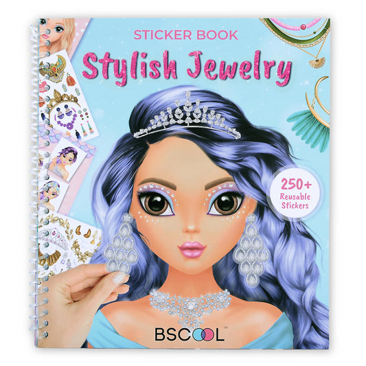 BSCOOL sticker fashion book cover showcasing glam jewelry for imaginative dress-up play