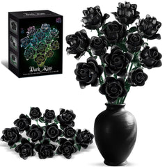 BseSparklion black roses bouquet assembly with customizable stems for dynamic displays.