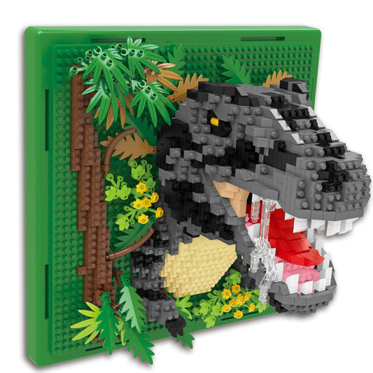 BseSparklion dinosaur 3D wall art kit showcases vibrant blocks for a stunning wall display.