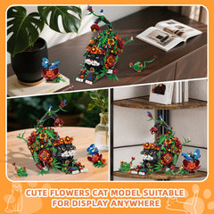 Two replaceable eyes with butterfly and plant ball accents on the cat