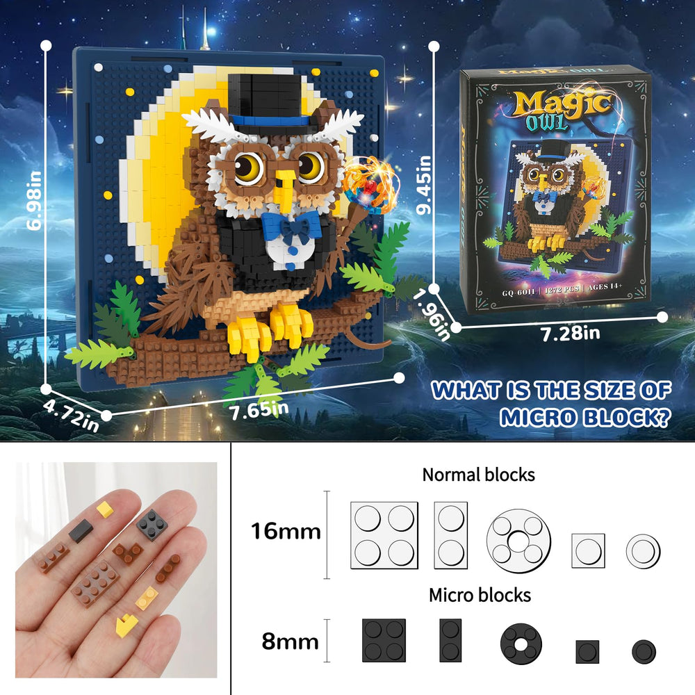 BseSparklion owl assembly micro blocks provide a tactile building experience