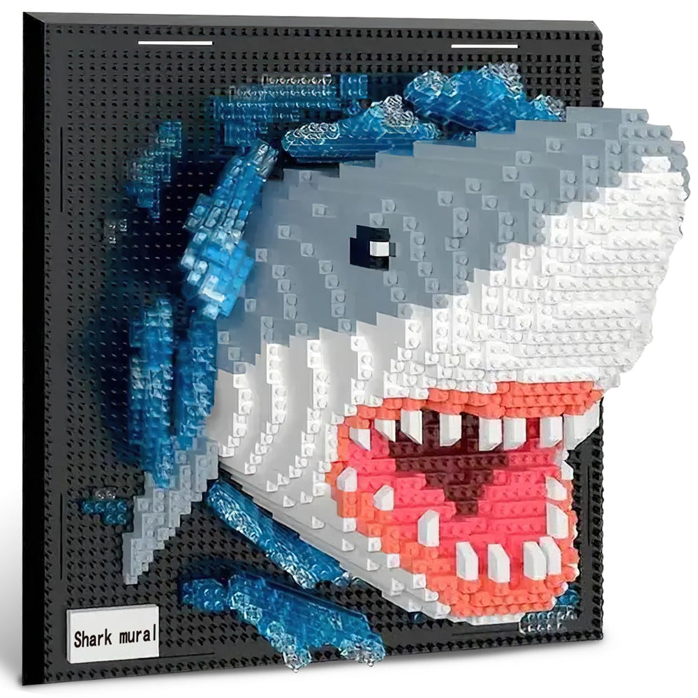 BseSparklion Shark 3D wall art in progress with intricate micro-block construction for wall decor
