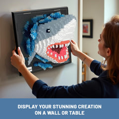 Finished BseSparklion Shark 3D wall art on a surface, showcasing depth