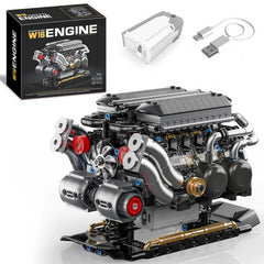 BseSparklion W16 engine model with transparent cylinder head for piston observation.