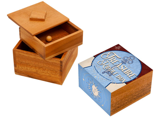 BSIRI Treasure Riddle Box closed view highlighting hidden compartments for valuables.