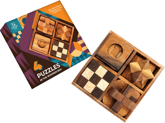 BSIRI wooden puzzle box set front view highlighting craftsmanship for rustic decor.