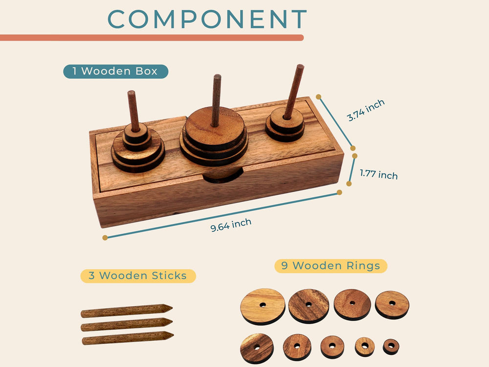 BSIRI Wooden puzzle tower being held in hand for portable challenge