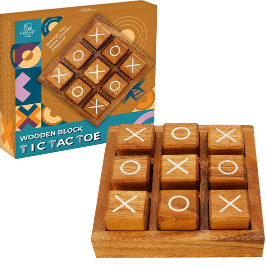BSIRI wooden XO blocks board top view for family game night
