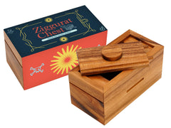 BSIRI Ziggurat chest front view shows a sturdy wooden puzzle box, great as a gift idea.