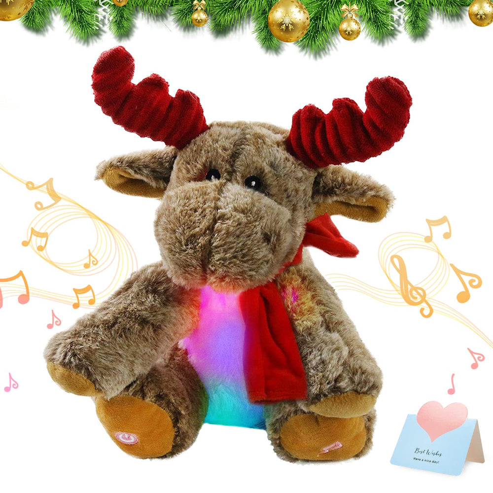 BSTAOFY musical reindeer plush with colorful night light for cozy nights