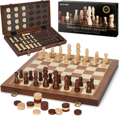BSTOYDER 2-in-1 magnetic chess board folding for travel and play