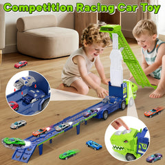 Bstoyder blue storage cabins hold colorful cars for organized play