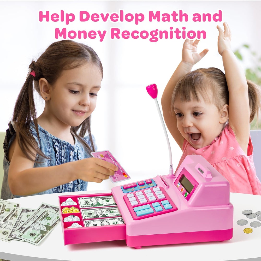 Bstoyder cash register toy paper cash promotes pretend checkout scenarios