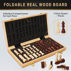 Bstoyder chess pieces storage compartments for tidy travel.