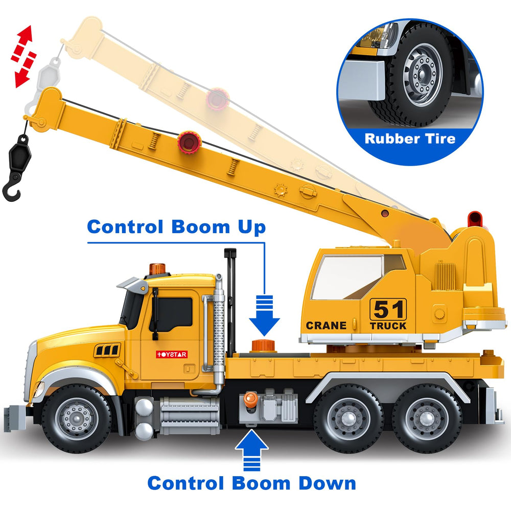 Bstoyder crane arm extended shows precise lifting for pretend rescues