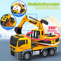 Bstoyder excavator arm rotates 360 degrees for realistic digging action.