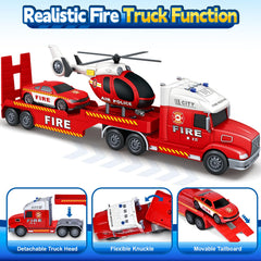 Bstoyder fire truck helicopter set highlights lights and sounds for interactive learning.