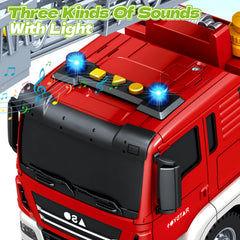 Bstoyder fire truck shows water tank, hose storage, and tidy compartments