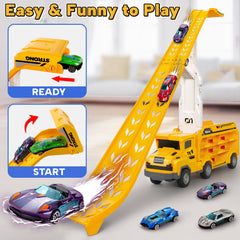 Bstoyder foldable track setup showing compact storage and extended racing space.