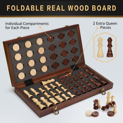 BSTOYDER foldable chess board with dedicated piece storage slots