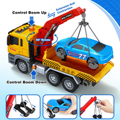 Bstoyder friction-powered transport truck crane boosts motor skills during active play.