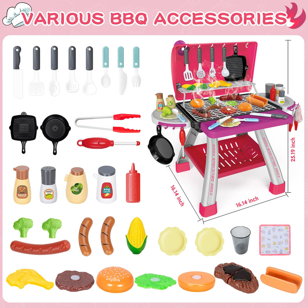 Bstoyder pink grill with smoke and light effects for lifelike BBQ atmosphere