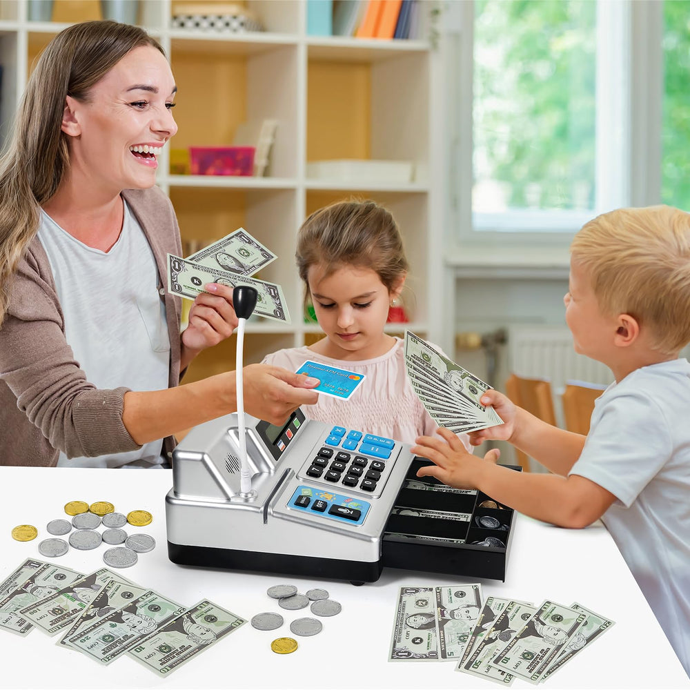 Bstoyder safe durable kids toy cash register designed with kid-friendly materials.