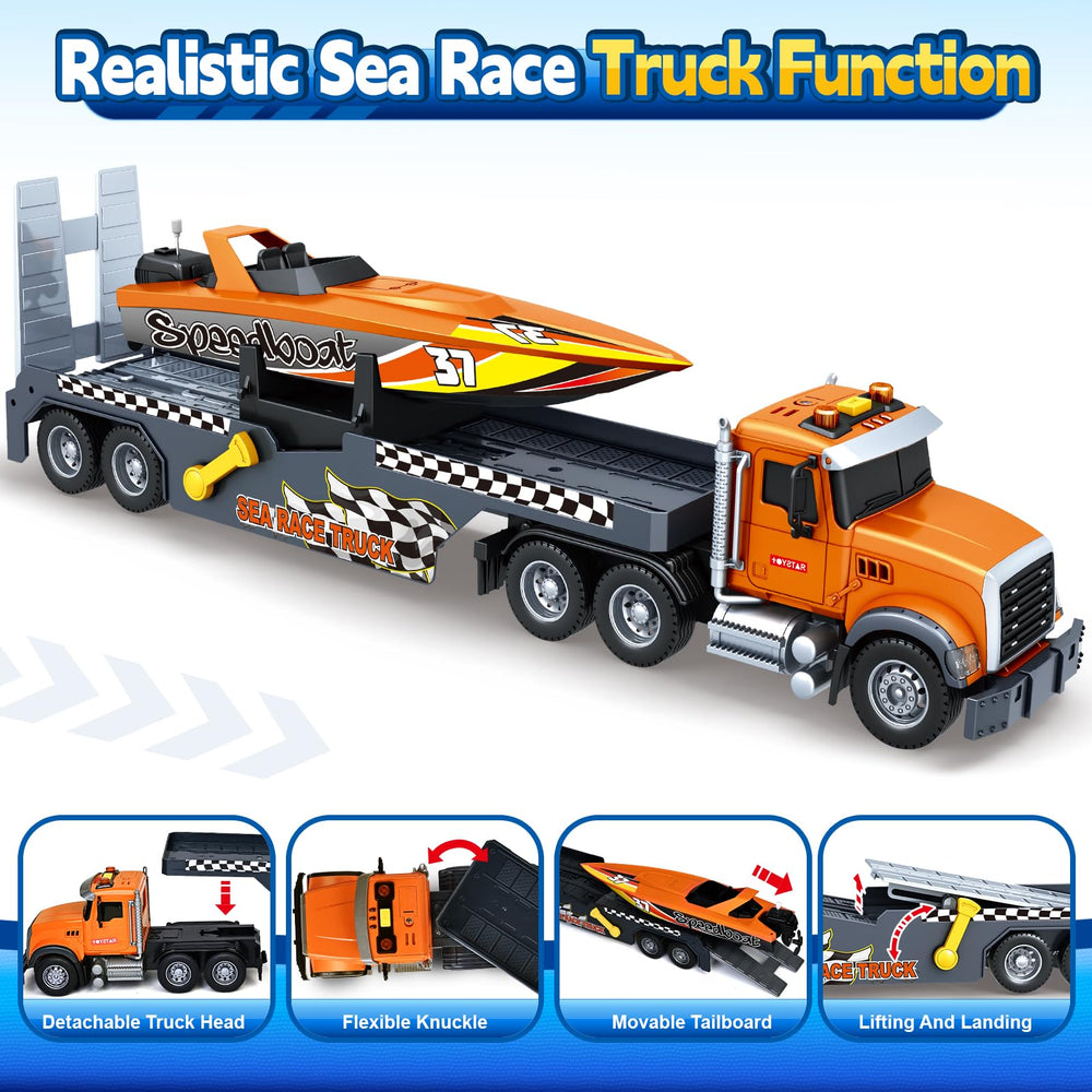 Bstoyder Truck cab separation enables realistic transport role-play.