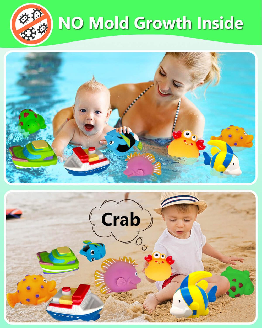 BSVZAIYN multi-use bath toy set for tub, pool, or beach.