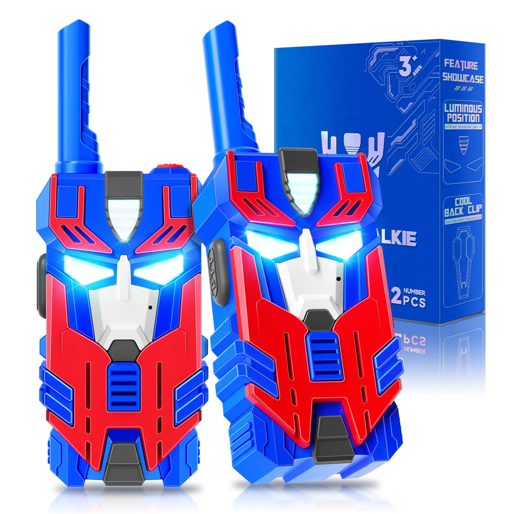 BTMBORY Transform Walkie Talkies Blue Leader Robot front view for outdoor adventures.