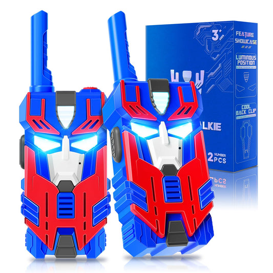 BTMBORY Transform Walkie Talkies Blue Leader Robot front view for outdoor adventures.