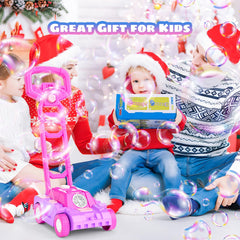 Bttyu Bubble Lawn Mower pretend-play scene sparks creativity during outdoor adventures.