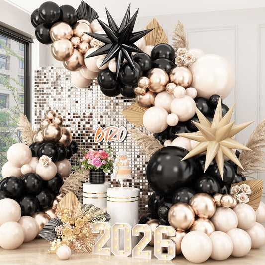 BTZO balloon arch kit with sand white and black gold balloons for chic party decor
