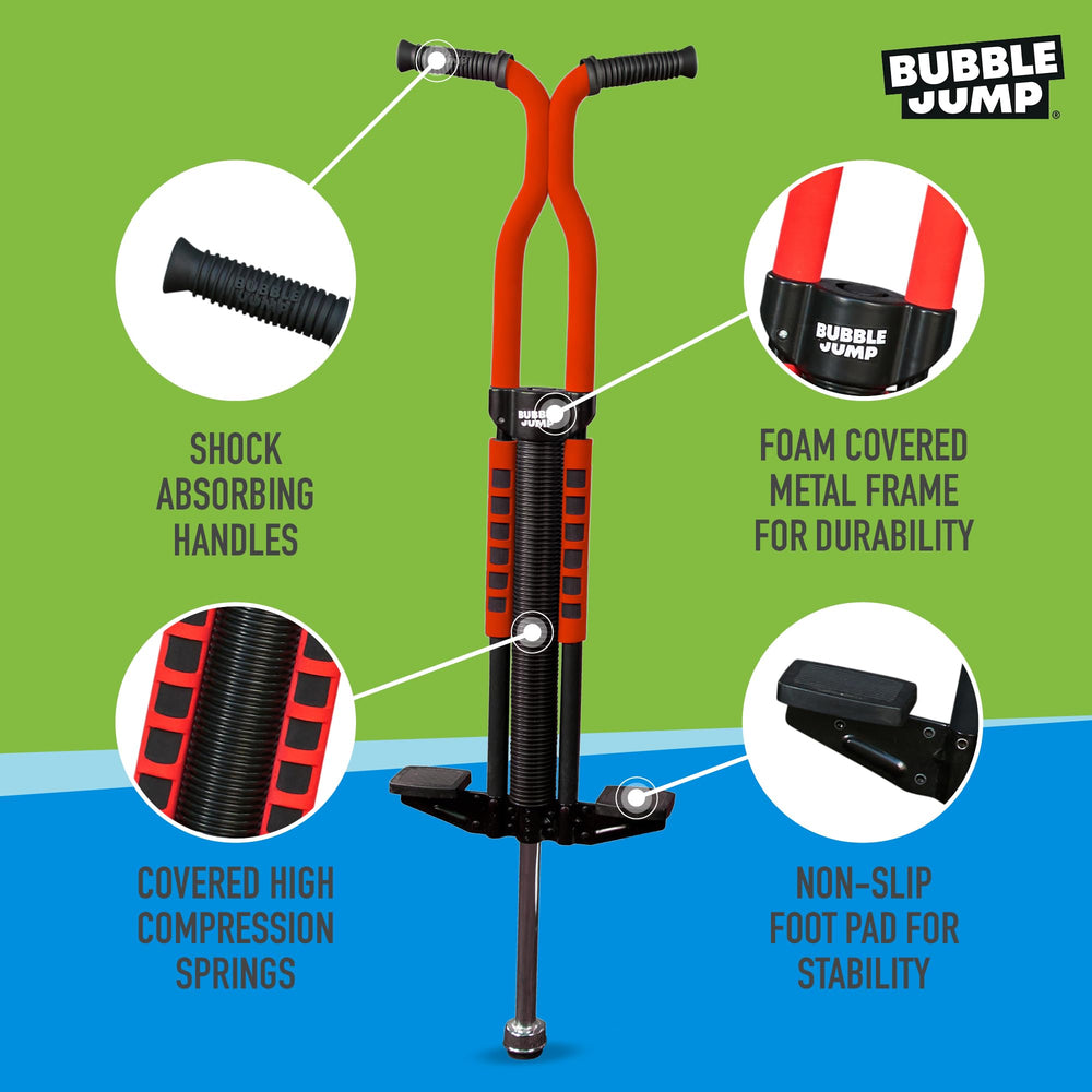 Bubble Jump durable foam-covered metal frame supports long lasting outdoor fun.