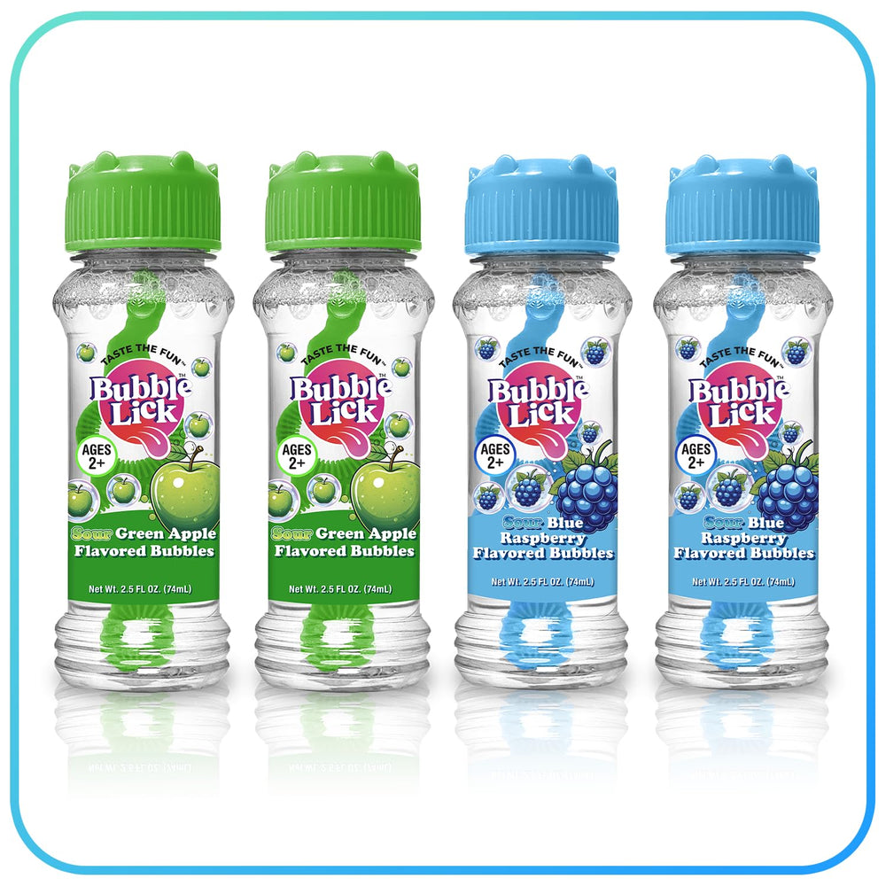 BubbleLick Sour Green Apple bubbles pack encourages shared play and exploration