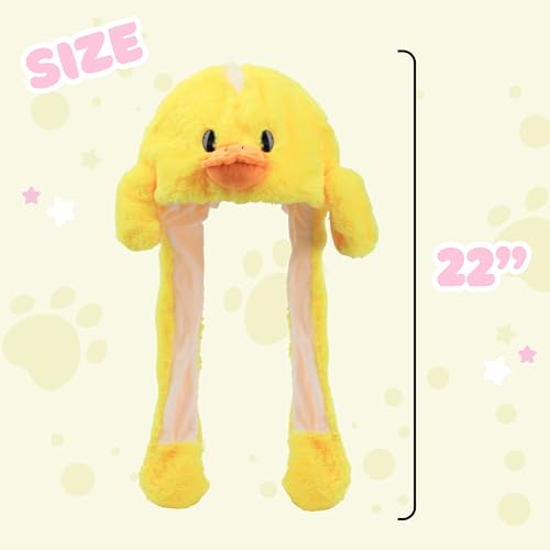 Bubblepompom duck hat paws press action showing ears moving up and down.