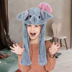 Bubblepompom elephant hat keeps kids warm during outdoor adventures.